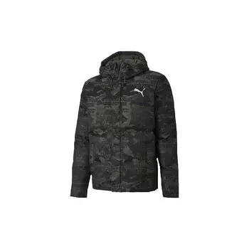 Puma Теплый пуховик с камуфляжным принтом и капюшоном, мужская верхняя одежда, темно-зеленый 585532-64 L