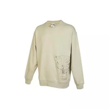 Puma Tiger Head Embroidered Loose Fit Crewneck Sweatshirt Unisex Sweatshirt Beige 539756-68 L