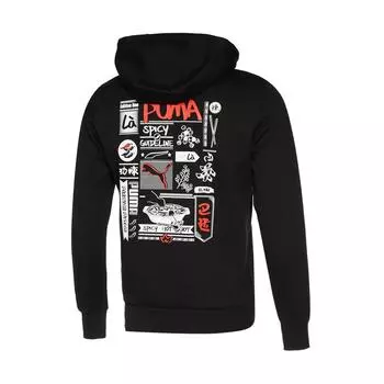 Puma Толстовка с капюшоном и длинным рукавом с принтом логотипа в американском стиле, спортивная толстовка для мужчин, черная 534140-01 M