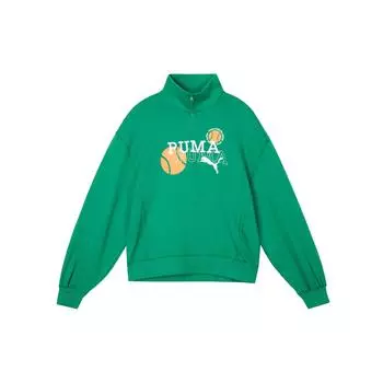 Puma Толстовка с капюшоном и принтом букв на молнии, спортивная укороченная, женские толстовки с капюшоном, зеленые 622962-86 S
