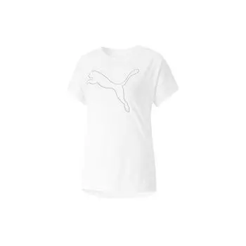 Puma Футболка с коротким рукавом и принтом логотипа поезда с круглым вырезом для бега и фитнеса, женские топы, белый цвет 519523-02 L