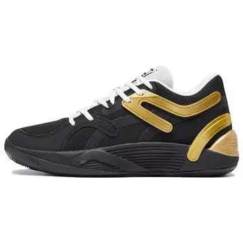 Puma TRC Blaze Court Black Metallic Gold Unisex Sneakers Sedate-Grey White 376582-32