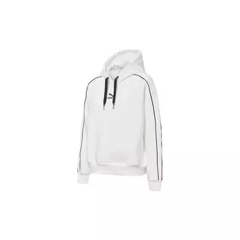 Puma Трикотажная толстовка с капюшоном на флисовой подкладке с длинным рукавом, женские топы, белый цвет 530378-02 S