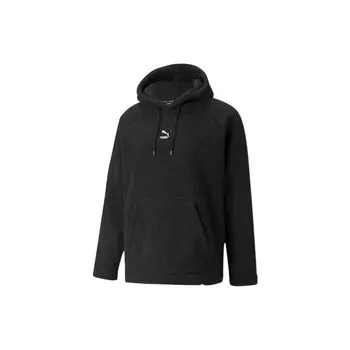 Puma Твердый флисовый теплый пуловер с капюшоном, мужские топы, черный 533122-01 XL