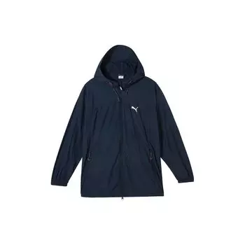 Puma УФ-ветровка с капюшоном, принтом логотипа, молнией, женские куртки с длинным рукавом, темно-синие 628375-14 L