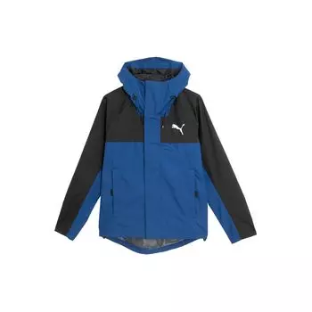 Puma Ветровка с капюшоном и длинным рукавом на молнии с цветным логотипом для походов, мужская, темно-синяя 683477-09 M