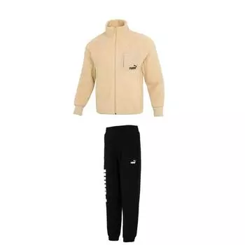 Puma Водолазка на молнии, куртка с длинным рукавом, вязаный флис, брюки с манжетами, повседневный спортивный костюм, мужской костюм 673645+534935 M