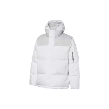 Puma Вышитый логотип цветной блок с капюшоном пуховик мужской верхняя одежда белый 534973-02 XL