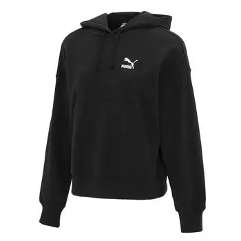 Puma Вышитый логотип, дышащая свободная толстовка с капюшоном, женская толстовка с капюшоном, черная 624679-01 M