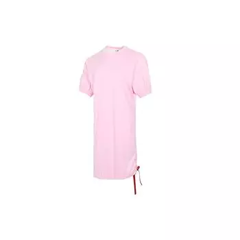 Puma Вышитый логотип на шнурке для улицы, повседневное спортивное дышащее платье с круглым вырезом и коротким рукавом, женское платье розового цвета 532632-85 L
