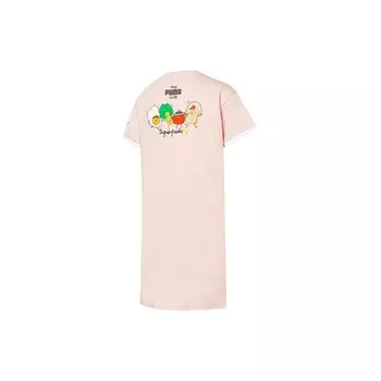 Puma Вышитый логотип с рисунком из мультфильма, круглый вырез, повседневное платье с коротким рукавом, женские платья, розовое 533105-36 M