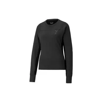 Puma W Seasons полипропиленовый дождевик с длинным рукавом, однотонный круглый вырез, свитер, повседневная футболка, женские топы, черный цвет 523228-01 XS