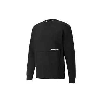 Puma Winterized Crew Logo Спортивный вязаный свитер на флисовой подкладке Мужские топы Черный 846545-01 XS