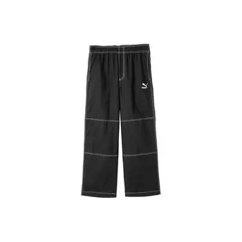 Puma Тканые брюки с логотипом, средней посадки, свободного кроя, удобные, повседневные, спортивные, брюки-карго Низ унисекс, черный 626860-01 L