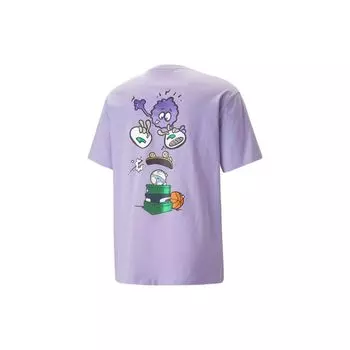 PUMA x 8enjamin Graphic Cartoon Round Neck Short Sleeve T-Shirt Unisex Tops Lavender-Purple 620703-25