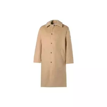 Puma x Ami Embroidered Logo Mid-Length Coat With Single-Breasted Design Unisex Coats Khaki 535997-67