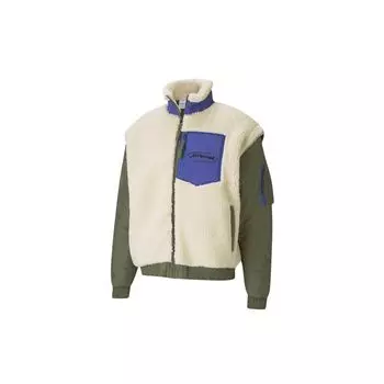 Puma X Attempt Теплая куртка на подкладке из овечьей шерсти с цветными блоками Мужские куртки Армейско-зеленый 598257-75 XXS