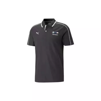 Puma X BMW Motorsport Letter Print Повседневная рубашка поло с коротким рукавом Мужские рубашки поло Черные 538135-01 M