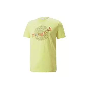 Puma X Britto Fun Print Sports Crew Neck Short Sleeve T Shirt Men Tops Yellow 532234-49 L
