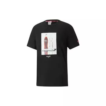 Puma X Coca-Cola Graphic Print Crew Neck Loose Breathable Casual Short Sleeve T-Shirt Men T-Shirts Black 536159-01