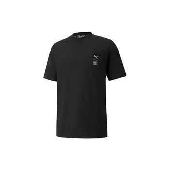 Puma X First Mile Pocket Logo Сплошная спортивная футболка Мужские топы Черный 532337-01 S