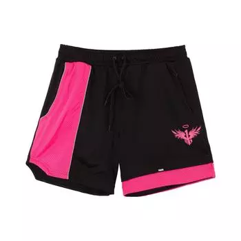 Puma X Lamelo Collaboration Color Block Lace-Up Mid Rise Casual Shorts Men shorts Black Bright-Pink 623288-01 L
