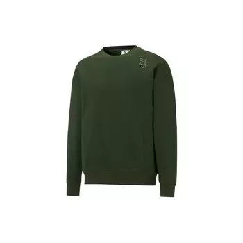 Puma x Maison Kitsune Повседневная спортивная дышащая вязаная толстовка с круглым вырезом мужские топы зеленый 532324-94 S