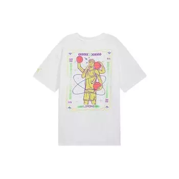 Puma X Melo Co-Branded Letter Basketball Print Round Neck Pullover Short Sleeve Drop Shoulder T Shirt Men Tops White 627742-03 M
