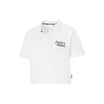 Puma X Mr Doodle Collaboration Граффити Принт Спортивная Рубашка Поло Женские Рубашки Поло Белые 530660-02 XS