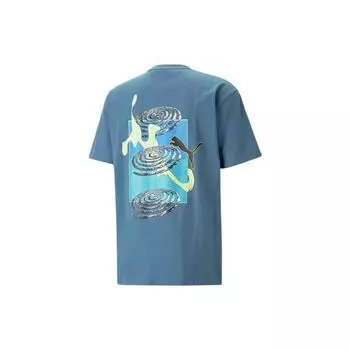 Пума Х ПАМ. SS23 Solid Futurism Print Short Sleeve Футболка унисекс Топы Синий 538810-86 XS