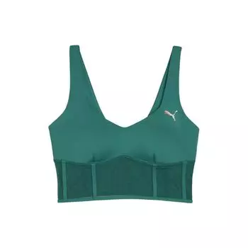 Puma X Pamela Reif Collaboration Top Corset Solid Color Casual Slim Fit Sports Bra Women Underwear Green 525143-42 M