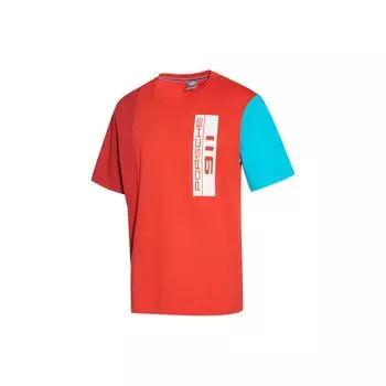 Puma X Porsche Letter Print Color Block Sports Crew Neck Short Sleeve T Shirt Men Tops Poppy-Red 599728-05 XS