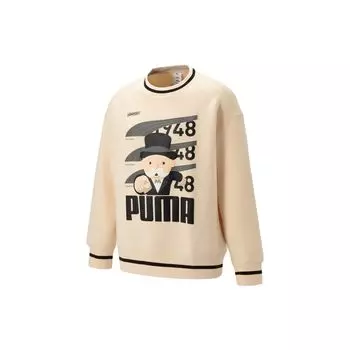 Puma X Staffonly X Monopoly Co-Branded Cartoon Print Crew Neck Sweatshirt Men Tops Beige 539898-86 L