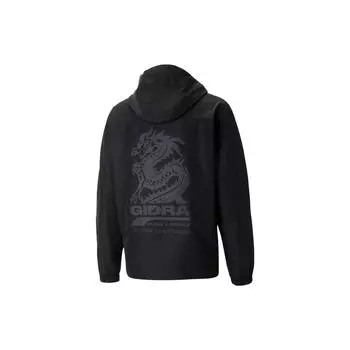 Puma X Staple Collaboration Ss23 Logo Print Tканая куртка с капюшоном и полумолнией Куртка унисекс, черная 620653-01 L