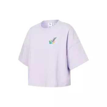 Puma X The Beast Printed Sports Round Neck Short Sleeve T Shirt Women Tops Purple 533988-16 M