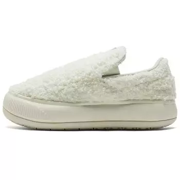 Puma Замшевые женские кроссовки Mayu Slip-On Teddy - Marshmallow, белые, Putty 384887-02 35.5