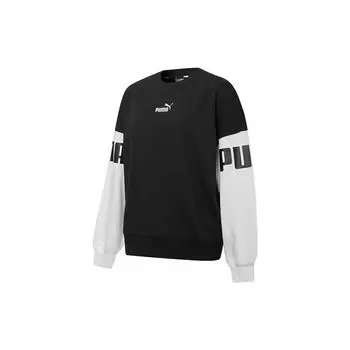Puma Женская толстовка Power Color Blocking Crew Logo, топы, черный цвет 535187-01 L