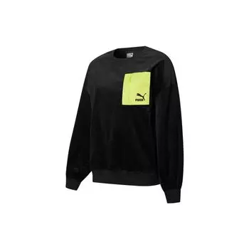 Puma Женская толстовка с круглым вырезом и контрастным карманом, черная 534753-01 S