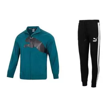 Puma Zip Collar Color Block Jogger Set Men Activewear 522997-24+531381-01 L