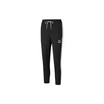 Puma Знаменитые брюки-сигареты T7 с вышитым логотипом сбоку, контрастные женские брюки, черные 532941-01 M