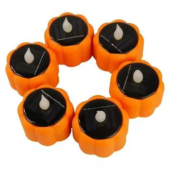 Pumpkin Flameless Candle 6pcs Halloween LED Pumpkin Lights Waterproof Solar Powered Flickering Pumpkin Candle Light For Home чёрный