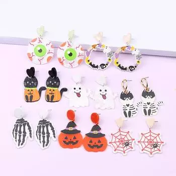 Pumpkin Ghost Present Women Dangle Earrings Gothic Jewelry Accessories Korean Style Earrings E