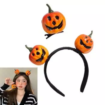 Pumpkin Hairpiece Theme Party Headpiece Funny Halloween Headband Decoration for Birthday Parties and Masquerades A