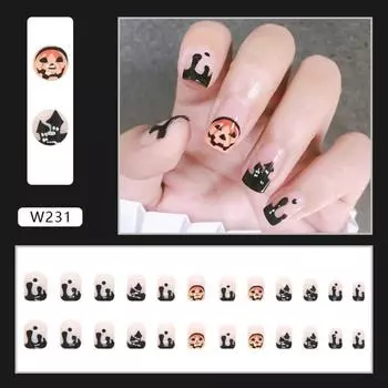 Pumpkin Halloween False Nails Fashion Wearable Nails Cute Press on Nails Girls False Nails