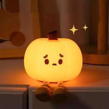 Pumpkin Halloween Night Lights Cute Soft Silicone Safe Lamp Decorations Timing Dimmable Bedside Decor Kids Baby Halloween Gifts тыква