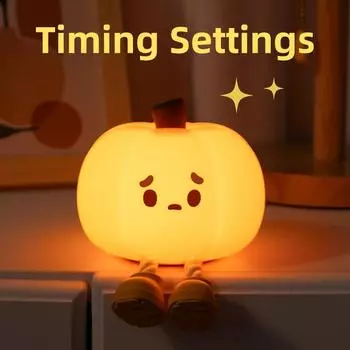 Pumpkin Lantern Silicone Night Light Bedroom Sleep Lamp Bedside Pat Lamp Sleeping Companion Cartoon Ornaments Children s Lamp