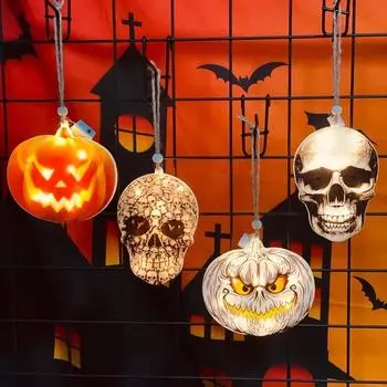Pumpkin Light Pendant Halloween Decoration Hanging Light String Demon Headlight Indoor Outdoor Family Gathering Party Props