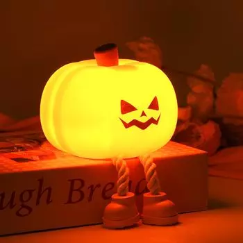 Pumpkin Night Light Cute LED Lamp Silicone Dimmable Nursery Nightlight for Kids Silicone Rechargeable Bedside Touch Lamp Halloween Decor Halloween Colorful Light