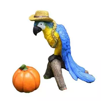 Pumpkin Parrot Micro Landscape Resin Handicraft Animal Ornaments Gift Decor