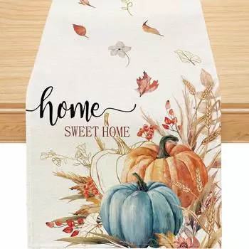 Pumpkin Thanksgiving Table Flag Happy Thanksgiving Day Decoration 2025 For Home Maple Leaf Sunflower Kitchen Dining Table Runner